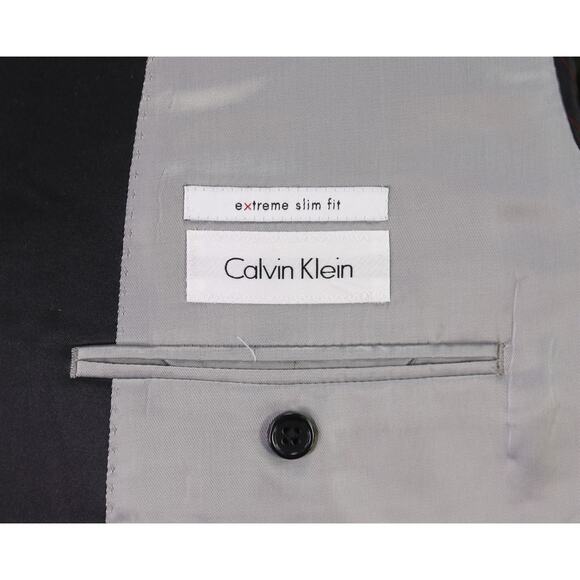 Calvin Klein Mens Extreme Slim Fit Black Tuxedo Formal Wedding Blazer Jacket 46L - Picture 8 of 9